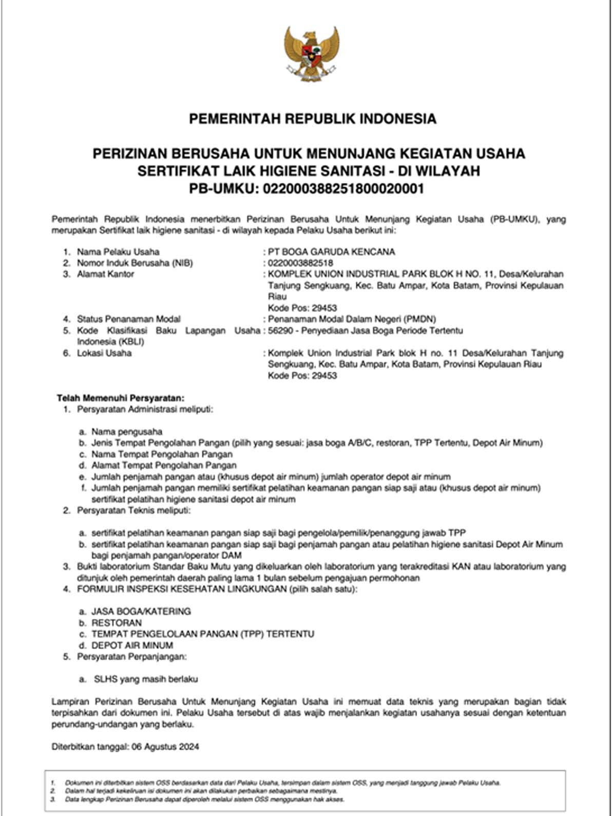 Pada 06 Agustus @024 Kencsna Catering sudah memperoleh sertifikat laik higiene sanitasi, sehingga semua masakan dan makanan yang kami sajikan sudah teruji higenis.